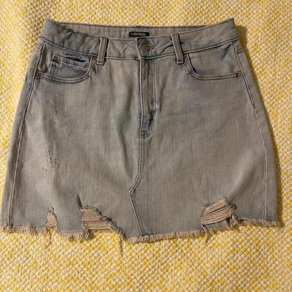 Wild Fable, distressed denim mini skirt. Size L